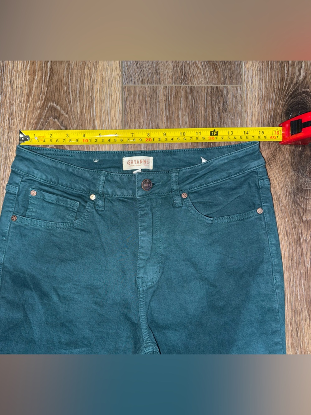SHYANNE WOMEN'S HIGH RISE SUPER FLARE JEANS in Deep Teal Size 30 - Picture 9 of 12